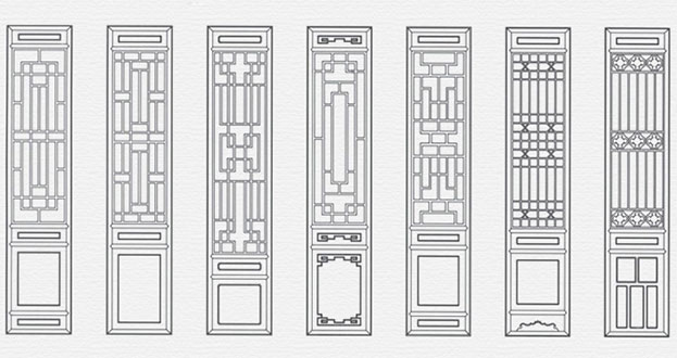 龙江镇常用中式仿古花窗图案隔断设计图